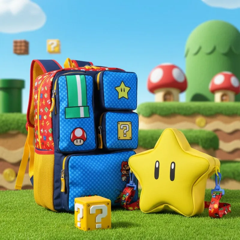 Minecraft Mario Rucksack, süßer japanischer Cartoon-Rucksack mit großer Kapazität, entlastet den Rücken, lässig, für Reisen, für Männer, Frauen, Studenten