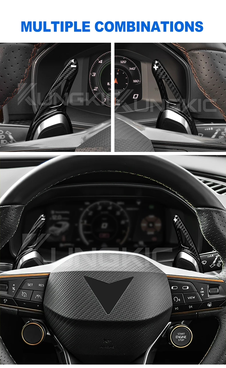 Für Cupra Formentor LEON Ateca 2021 2022 2023 2024 2025 Auto-Lenkrad Schaltwippen DSG ABS Carbon-Faser-Stil Verlängerung – Detail 5