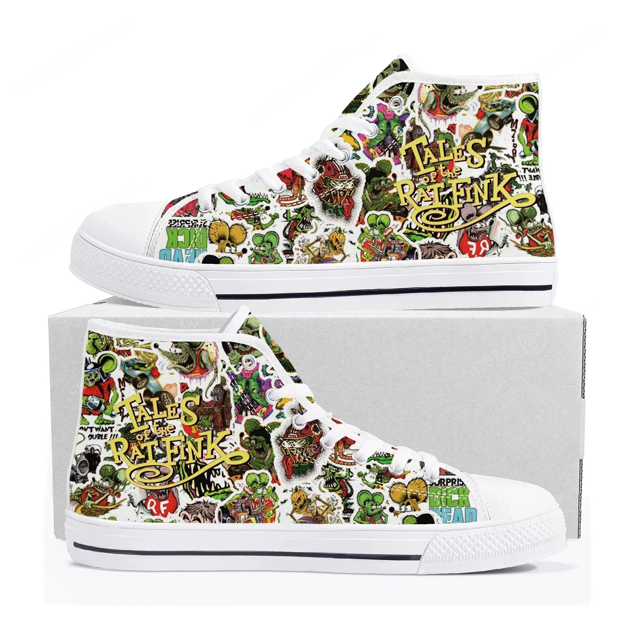 Tales Of The Rat Fink High Top Sneakers Mens Womens High Quality Canvas Sneaker Comics Manga Couple Customized Shoes