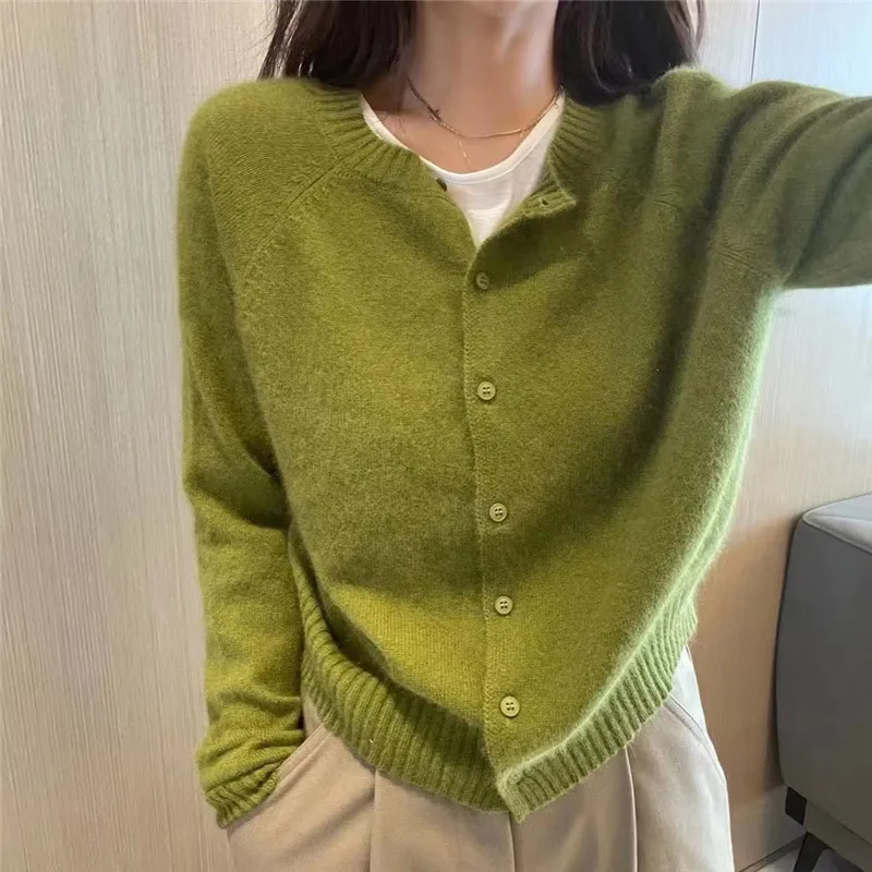 

25 весенне-осенних кашемировых кардиганов для женщин, свободный короткий стильный свитер, мягкий вязаный топ, универсальный и утягивающий