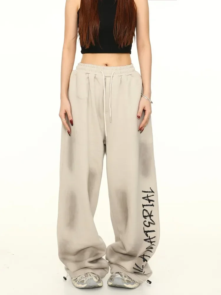 

Deeptown Grunge Vintage Streetwear High Waist Wide Leg Pants Women American Retro Y2k Hip Hop Graffiti Print Loose Trousers 2025