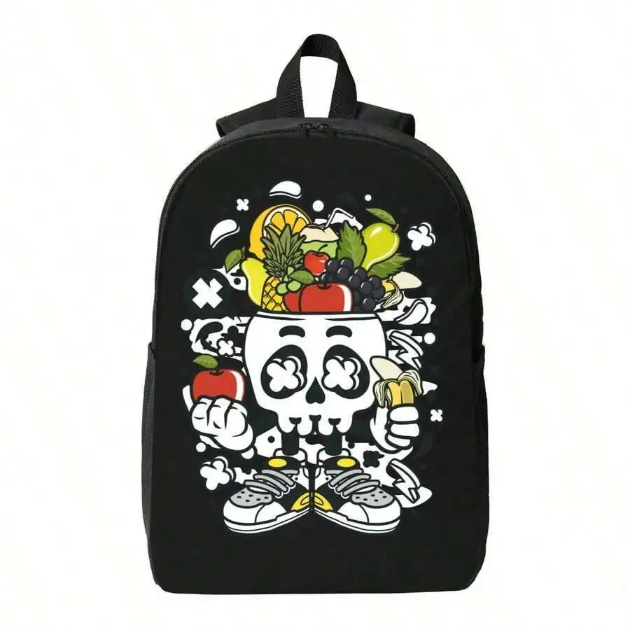

Funny Skull Fruit Print Mens Backpack Large Capacity Waterproof Casual Computer Bag