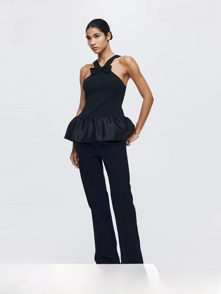 

Spring Women's Knot Top Ele Sle Slim Fit Polyester Fiber Casual Comfortable H&M 33063