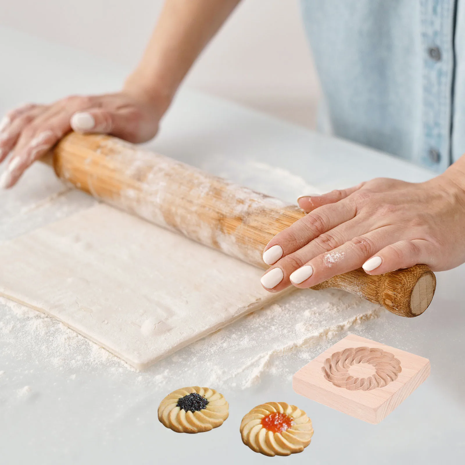 

Wooden Cookie Biscuit Mold 10x10cm Beech DIY Kitchen Tool for Baking Cookies Safe Food Grade Family Gifts