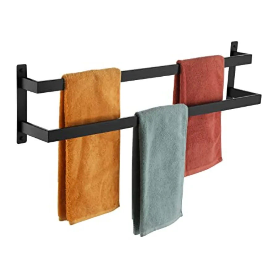 

Настенная 2-уровневая полка-держатель для полотенец из нержавеющей стали, черная, 32 дюйма, для ванной комнаты