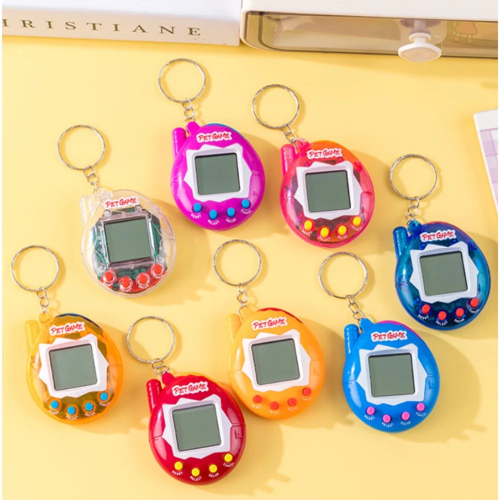 

Mini Game Console Keychain, Tamagotchi Virtual Pet Toy with Russian/German/Spanish/Polish, Pixel Game Boy Pendant for Kids