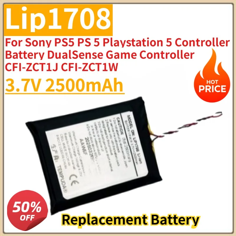 

3.7V 2500mAh Battery LIP1708 For Sony PS5 PS 5 Playstation 5 Controller Battery DualSense Game Controller CFI-ZCT1J CFI-ZCT1W