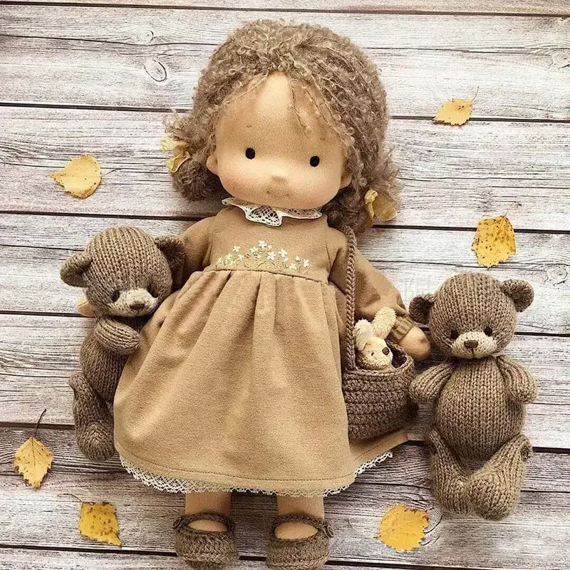 30cm Waldorf Cute Plush Doll Girl Soft Stuffed Doll With Golden Curly Hair New Diy Children's Companion Friends Birthday Gifts