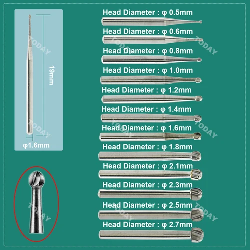 Imagen 2 del producto PRIMA WAVE Dental fresas de carburo de tungsteno bola cabeza redonda serie FG para pieza de mano de alta velocidad Dia.1.6mm 5 unids/pack