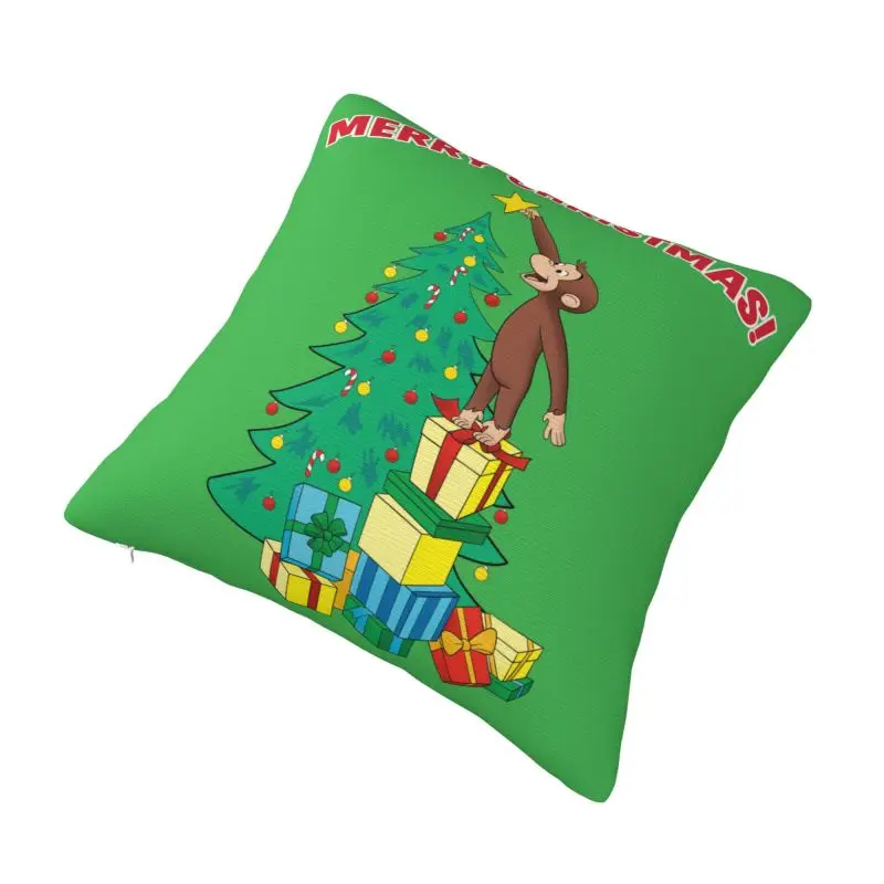 Custom Merry Christmas George The Curious Cartoon Monkey Cushion Covers Velvet Modern Throw Pillow