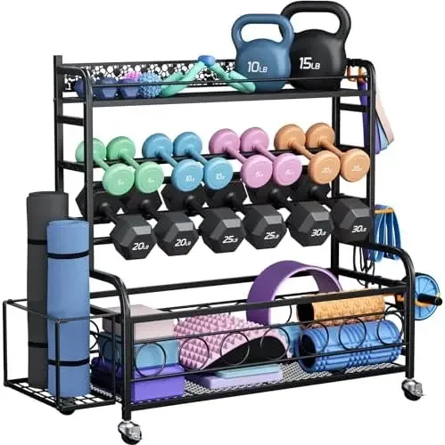 Weight Rack for Dumbbells, Dumbbell Rack Weight Stand, VOPEAK Home Gym Storage Rack for Yoga Mat Kettlebells and Strength Traini