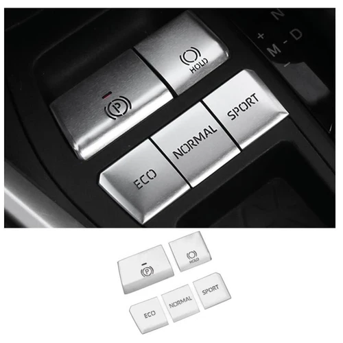 Imagen 2 del producto Engranaje de Control Central Botón Multimedia Cubierta Trim Pegatina Lentejuelas para Toyota RAV4 2019 2020 2021 Accesorios, Plata, 5PCS