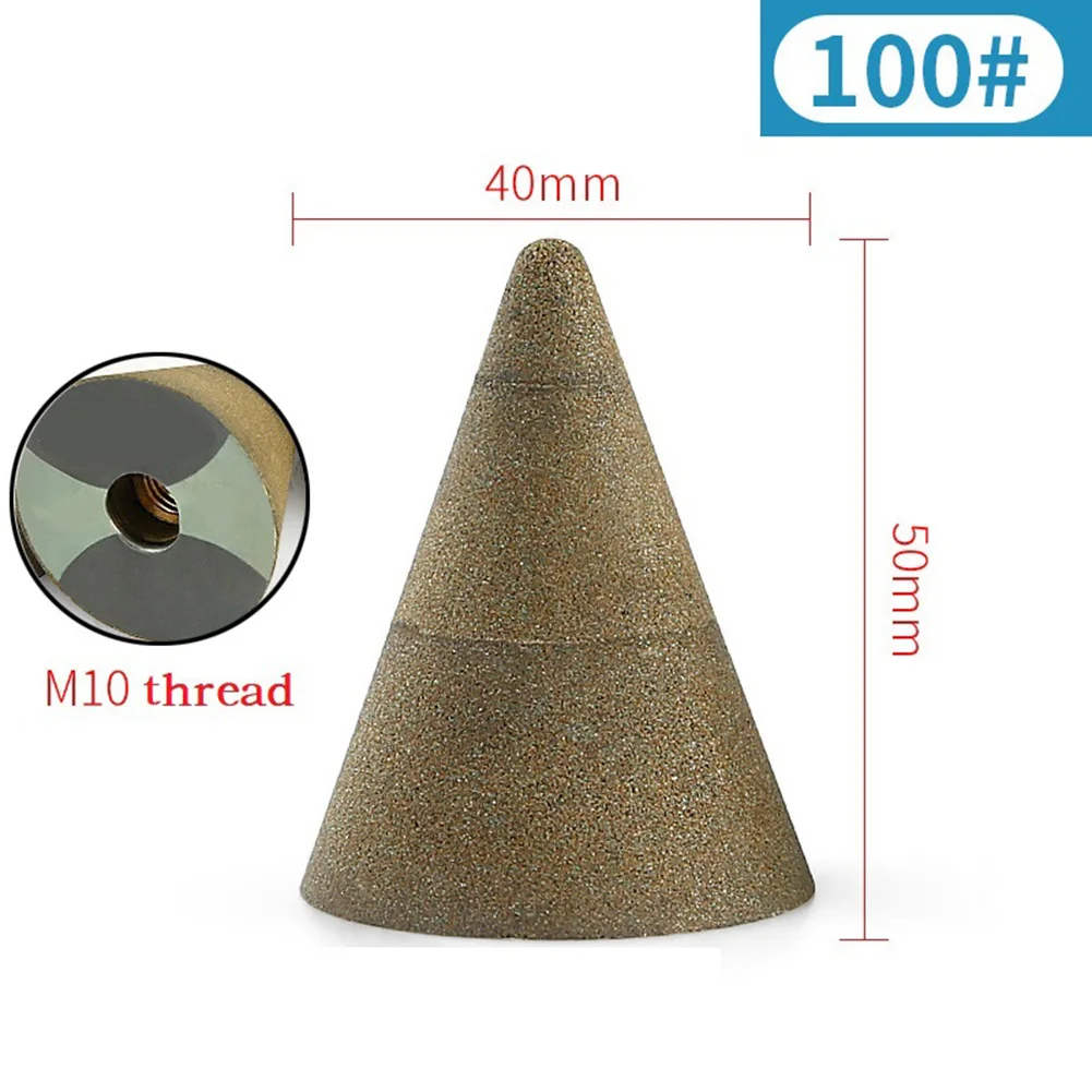 M10 Thread Conical Diamond Grinding Wheel 50/100/200# Chamfer Countersink Cone Carve Polishing Ceramic Glass Abrasive Tools