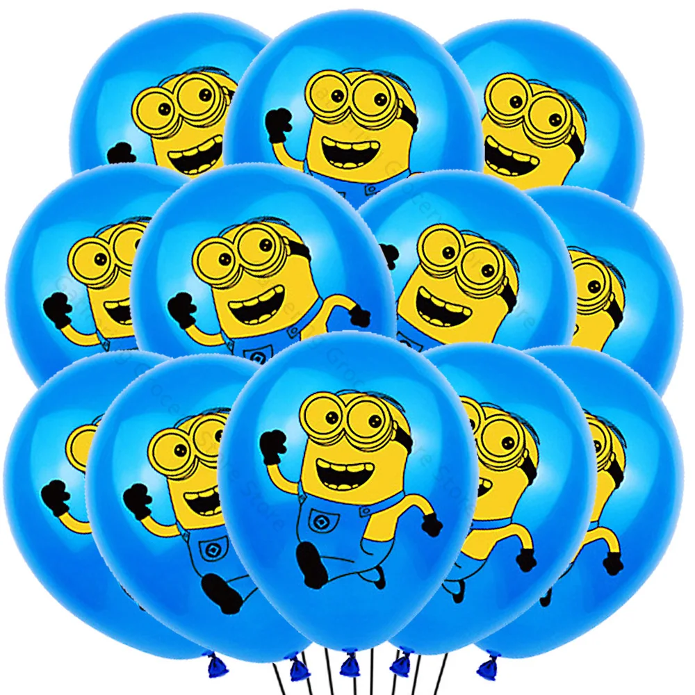 Minions 16 pçs balão de látex festa de aniversário das crianças decoração acessórios de festa suprimentos figura de ação ar globos chá de bebê