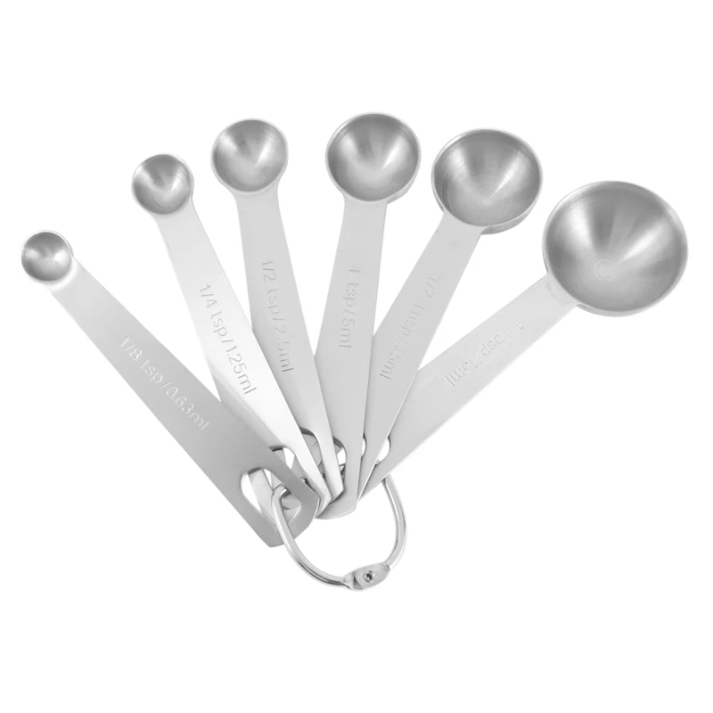 Measuring Spoons, Stainless Steel Measuring Spoons Cups Set, Small Tablespoon With Metric And US Measurements, Set Of 6 For Gift