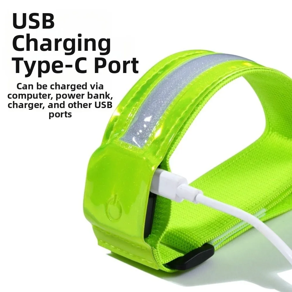 2Pcs Safety LED Light Armband 3 Modes Waterproof Luminous Arm Band Portable High Brightness Warning Wristband Cycling Activities