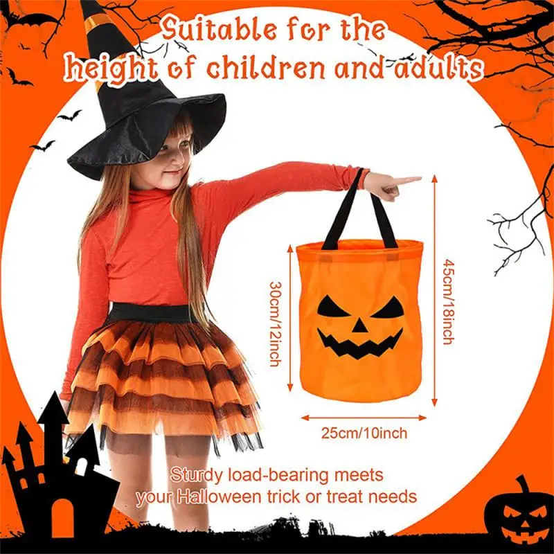 3/2/1PCS LED Light Halloween Trick or Treat Bucket Pumpkin Candy Bags Collapsible Halloween Basket for Thanksgiving Party Gift B