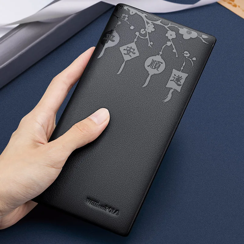 Leather men's wallet, fashionable Chinese style card holder, personalized card bag