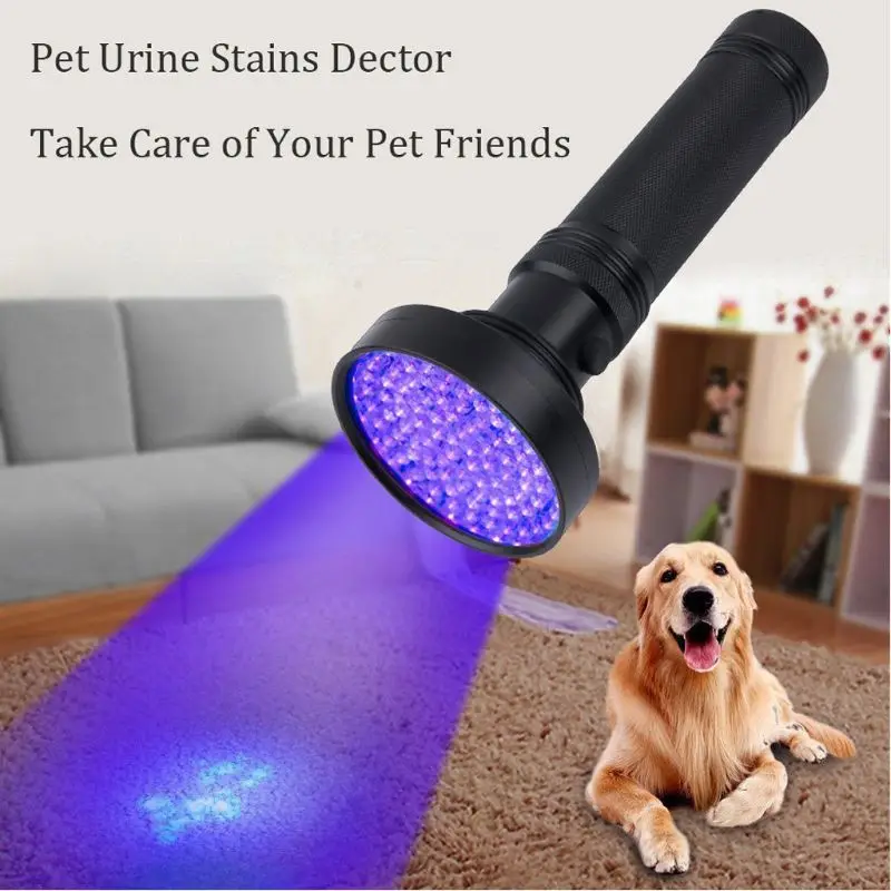 100LED UV Flashlight Banknote Detector Hunter Finder Portable Night Fishing Flashlight Atmosphere Light To Explore Secret Rooms