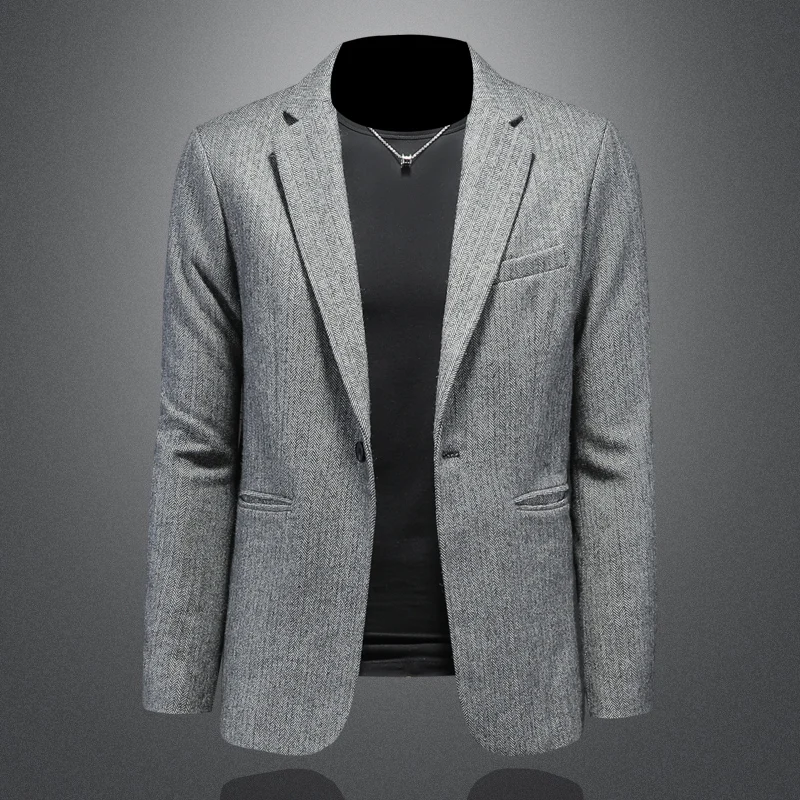 

2025 Autumn Faion Slim Fit Men's Wool Blend Casual Suit Stand Edition Busin Leisure Westwear Sli Korean Version