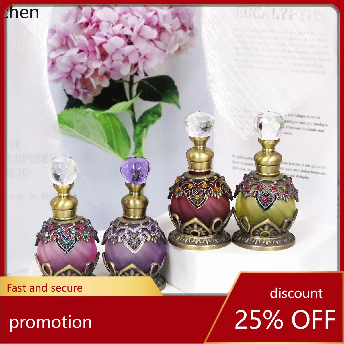 YFY retro line art diamond-inlaid perfume empty bottle high-end essential oil empty glass bottle
