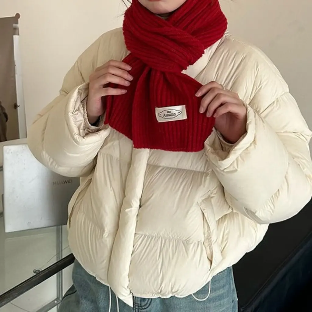 Yellow Cotton Outwear Korean Style Stand Collar Drawstring Loose Short Bread Style Warm Fashionable Winter Women's Top