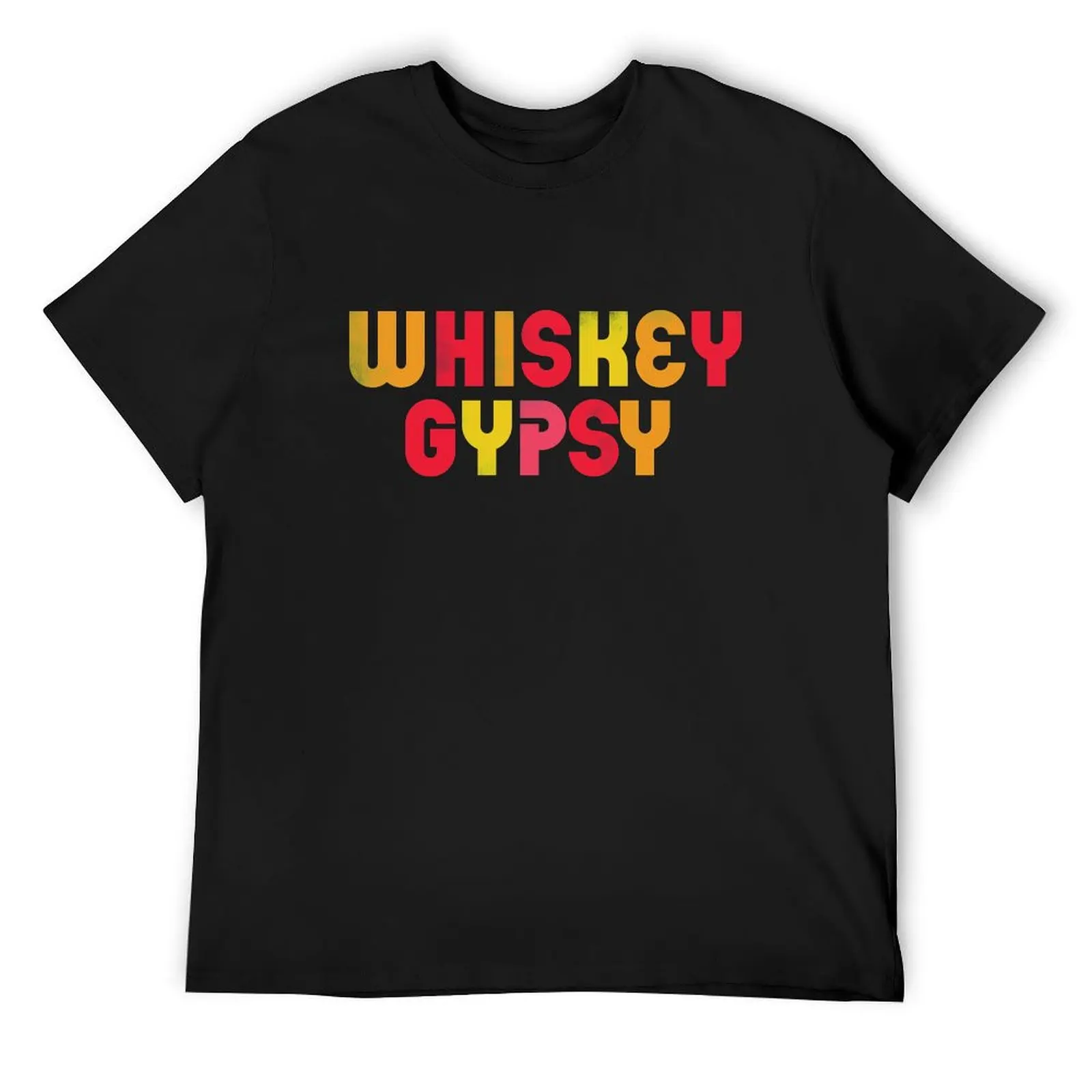 Whiskey Gypsy Cool, Colorful Typography Art Design T-Shirt summer tops cotton graphic tees tops mens vintage t shirts