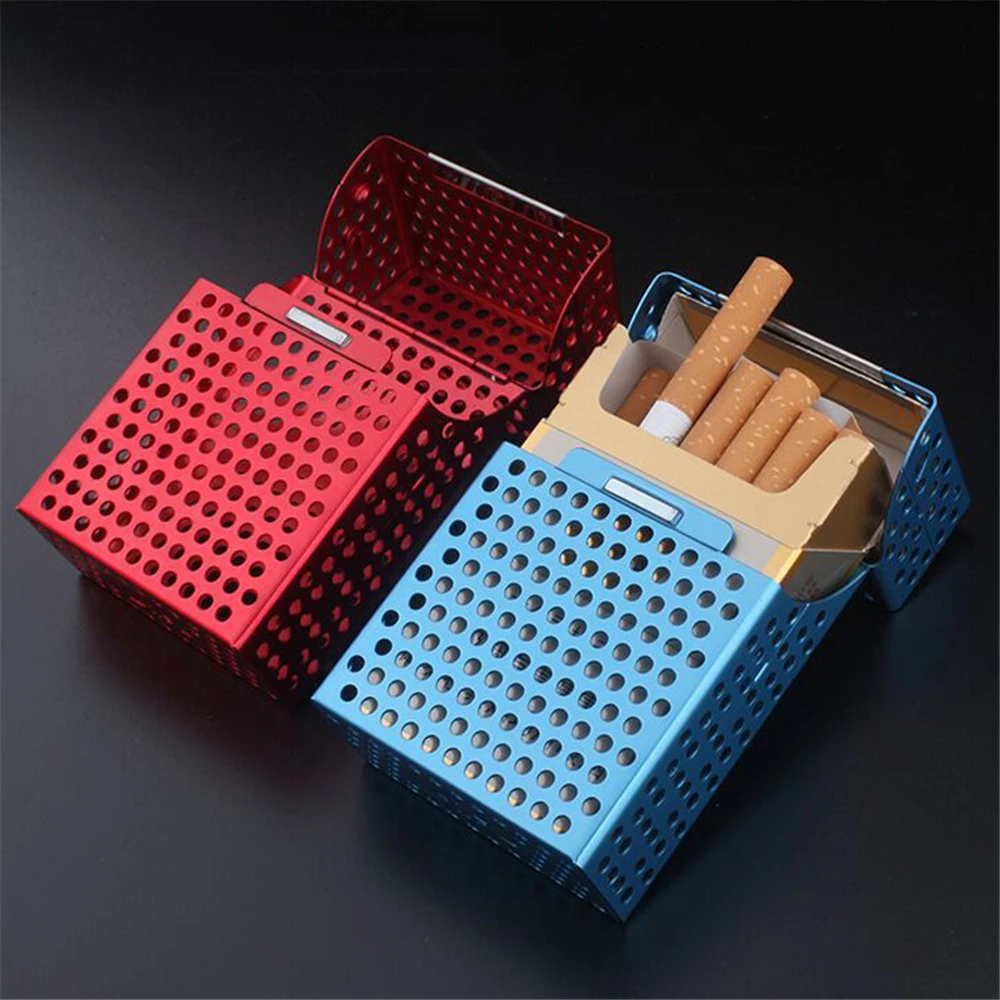 Hollow Metal Cigarette Case 20pcs Capacity Fashional Hollow Flip Cover Tobacco Box Holder Storage Container Smoking Accessories