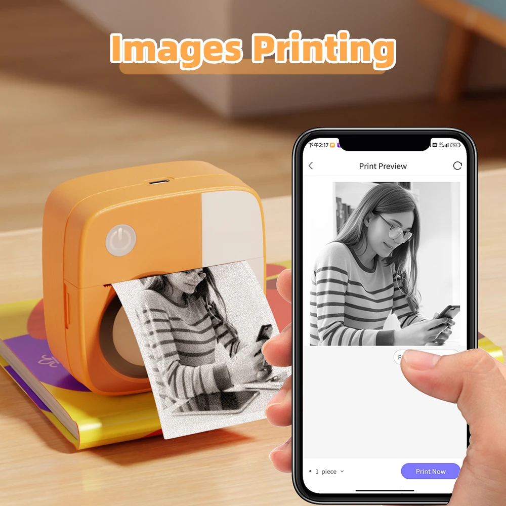 New Photo Printing Machine D2 Mini Printers Thermal Paper Stickers Paper Label Sticker Label Maker Printer for Error Printing