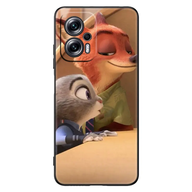 Disney Zootopia Black Phone Case For Xiaomi Mi POCO X4 X3 NFC X2 F4 F3 GT 5G C3 C31 C40 F1 M5 M5S M4 M3 M2 F2 Pro Cover