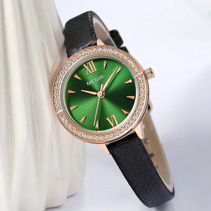 Reloj MEGIR de marca de lujo para mujer, reloj de pulsera de cuarzo Simple de cuero resistente al agua, relojes casuales de moda para mujer 2022