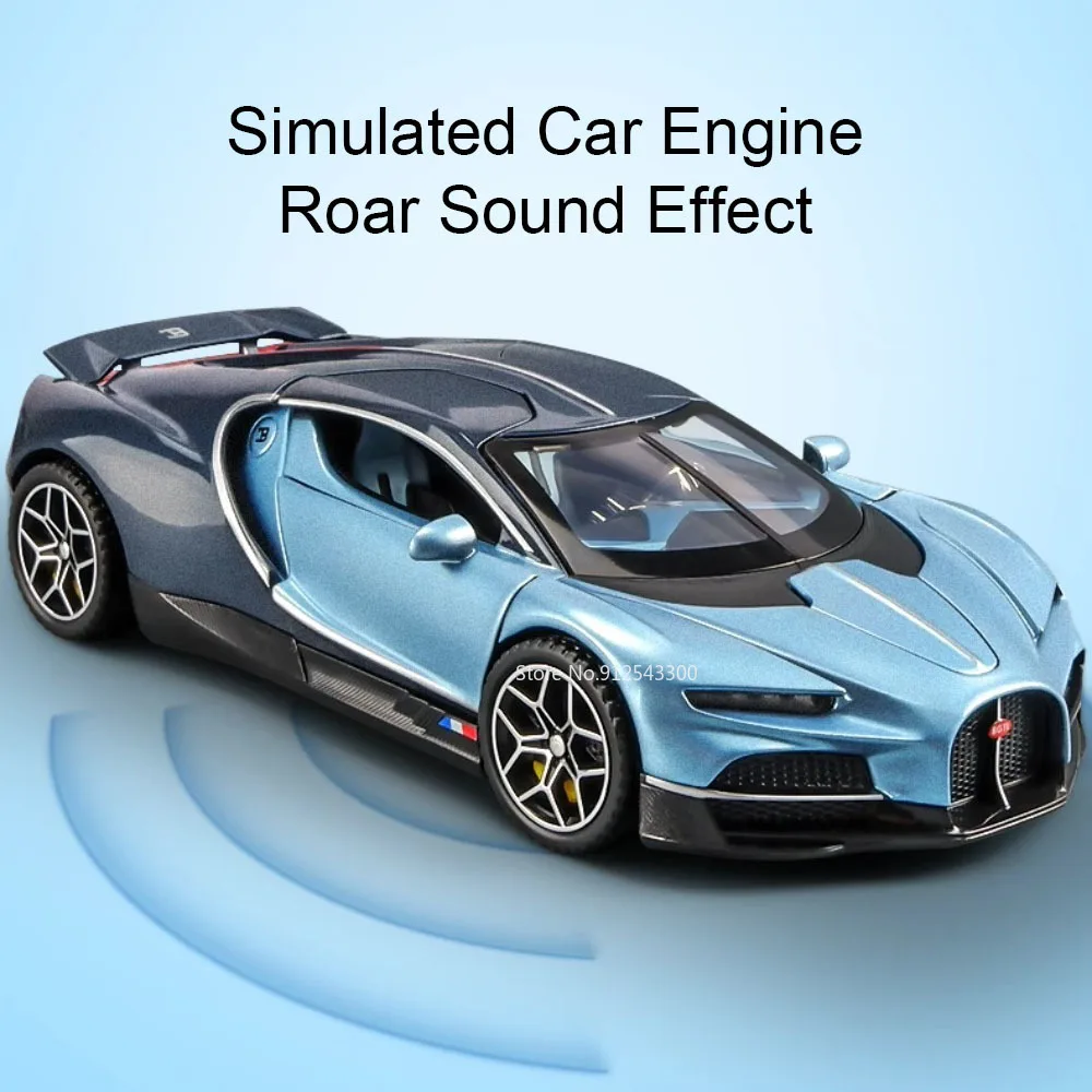 1:32 Scale Tourbillon Chiron กีฬารถของเล่นเสียงดึงกลับ Supercar จําลองยานพาหนะของเล่นวันหยุดนําเสนอ