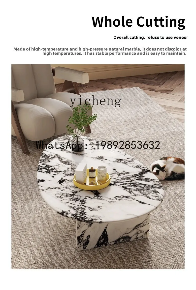 X6   marble coffee table living room home cream style retro marble special-shaped simple modern creativity