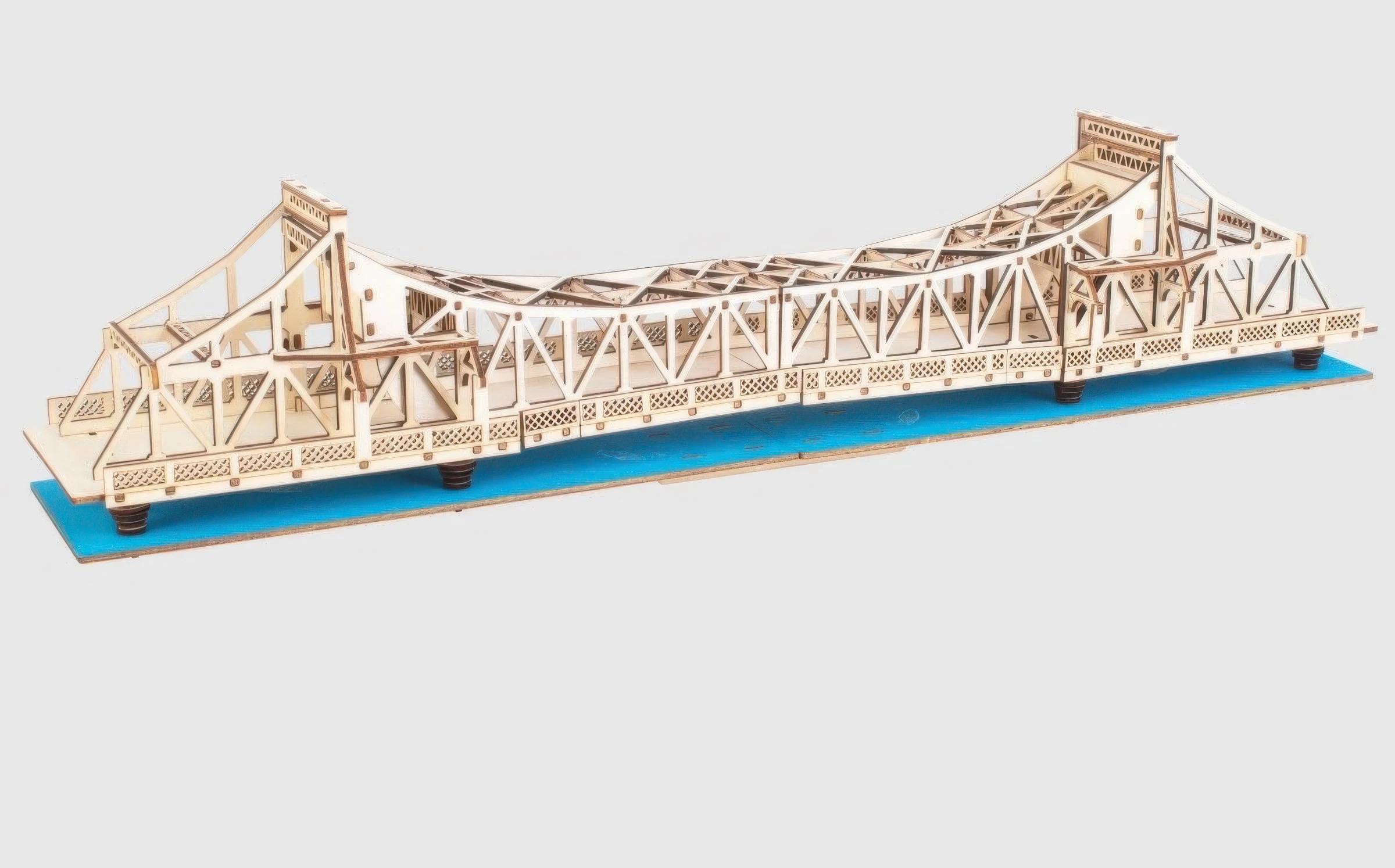 OUZEY 3D木製橋模型キット 天然木色 DIY組み立てパズル、大人と14歳以上のティーン向けの教育的エンジニアリングプロジェクト