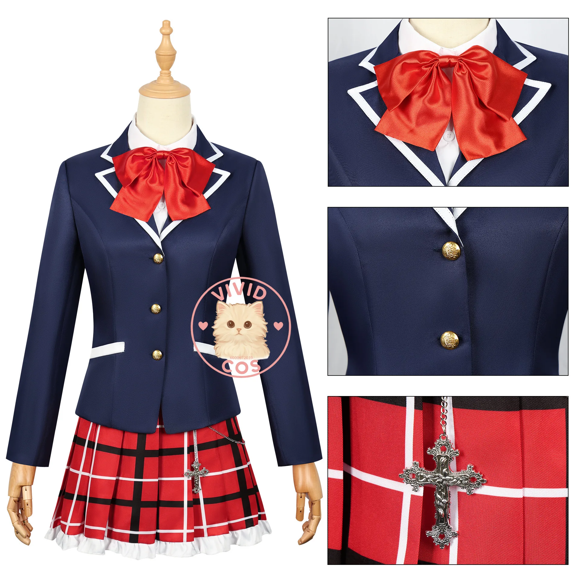 Anime Love Chunibyo Other Delusions Takanashi Rikka Dekomori Sanae Cosplay Costume Wig Woman Skirts Uniform Suit Halloween Party