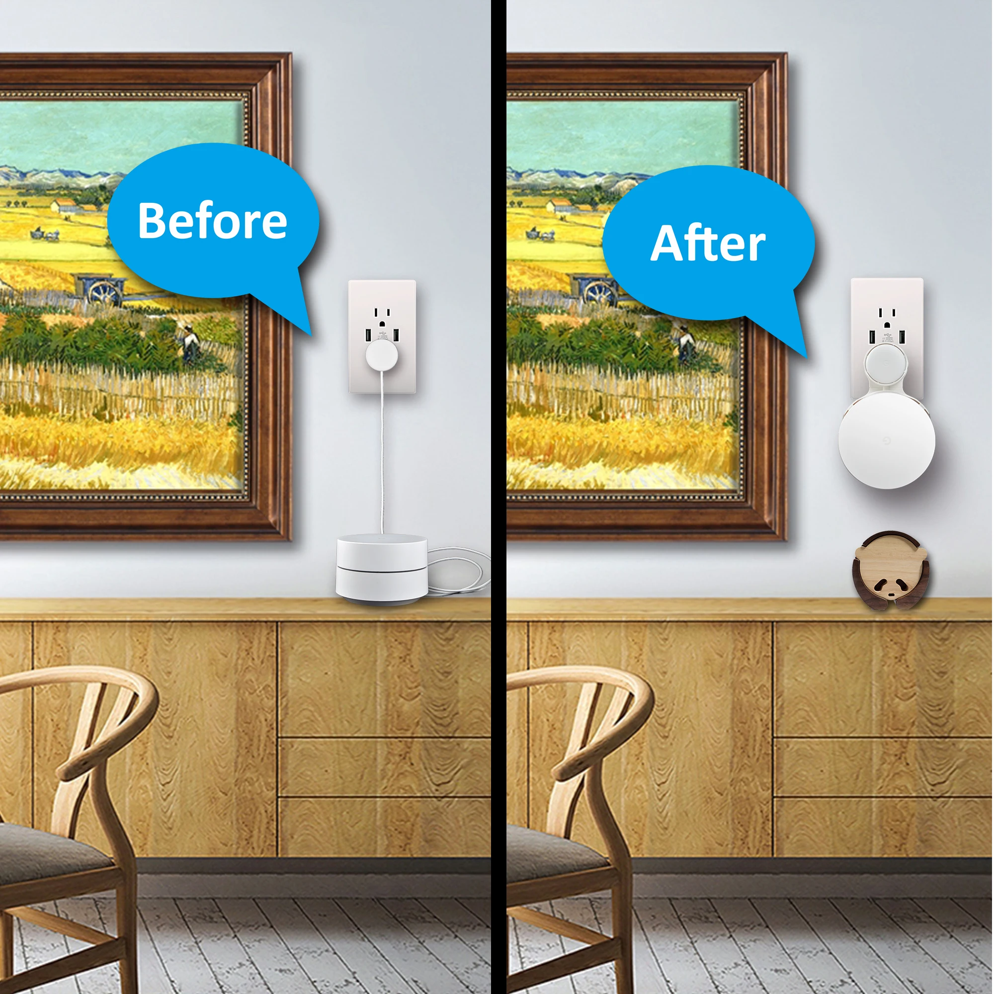 Outlet Wall Mount for Google Mesh WiFi System(2020 Model,Round US Plug/EU Plug),White view 6