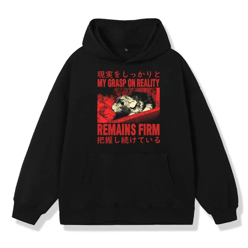 

Grasp on Reality Rat Classic Funny Meme Hoodie Men Women Fashion Casual Oversized Hooded Sweatshirt Fall Winter Fleece Pullover