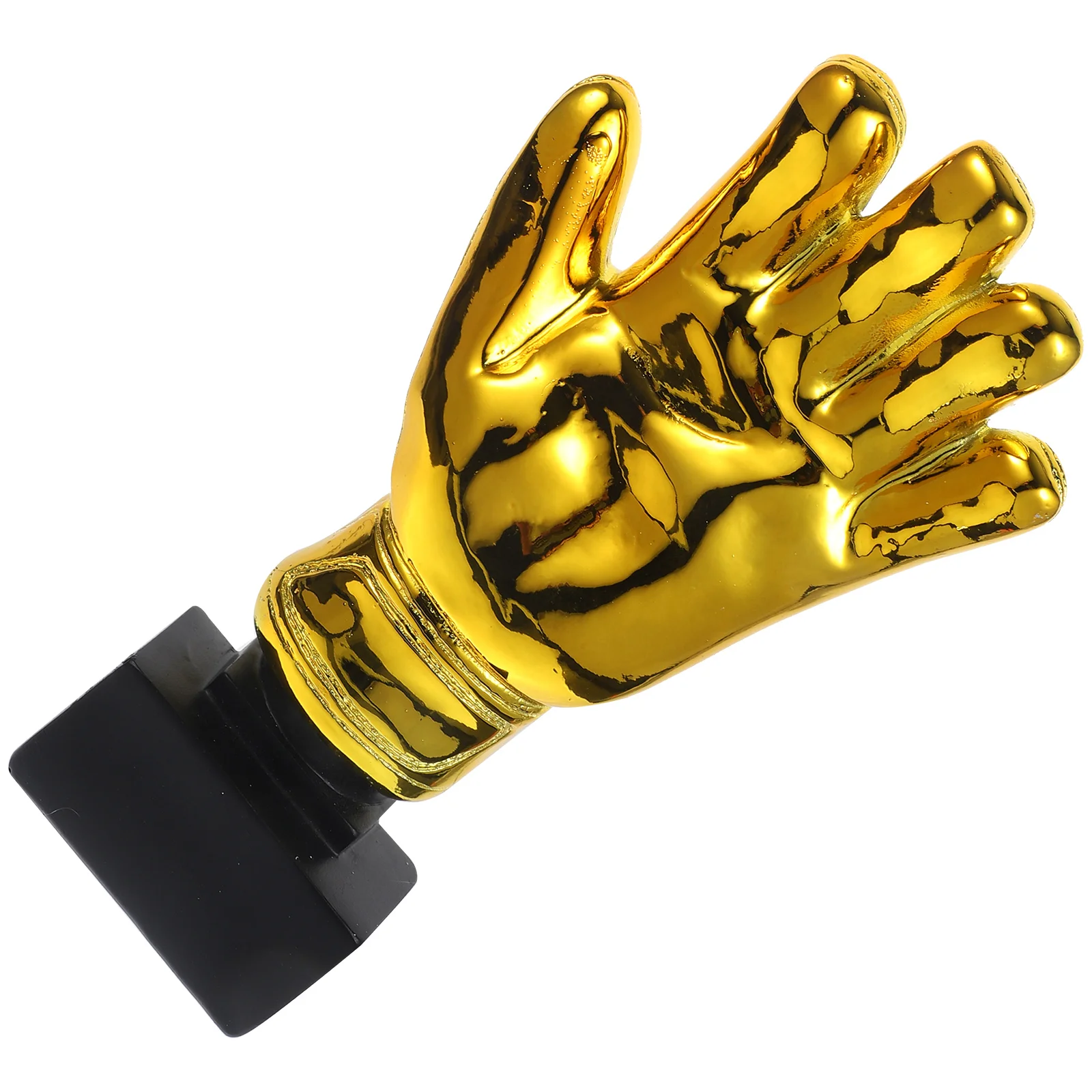 

Golden Resin Goalkeeper Trophy Gloves Shape Award For School Office Kindergarten Adult Shiny Trophy Winner Reward Plastic Party
