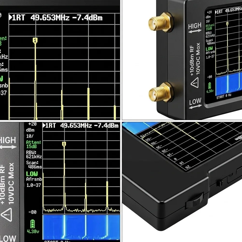 Touchscreen Analyzer Portable RF Tool 2.8 Inch Resistive Screen Dual RF Input Ports Switchable Resolution Bandwidth