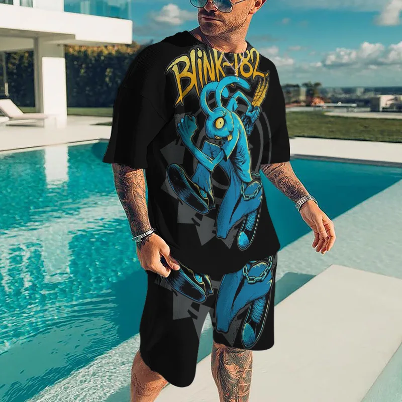 2025 New Fashion Shorts 2-piece Set Summer Men's Beach Shorts Sports Set 3D Printed Hip Hop Fashion Style