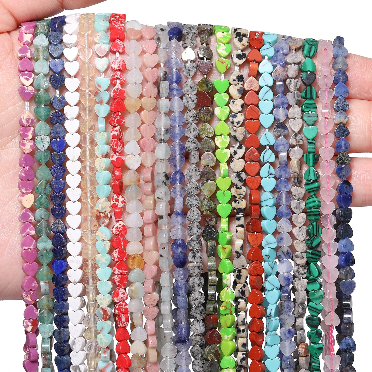 

Love Heart Shape Flat Stone Beads 2x4mm Imperial Jasper Lapis Lazuli Turquoise Spacer Beads for Handmade DIY Jewelry Bracelet