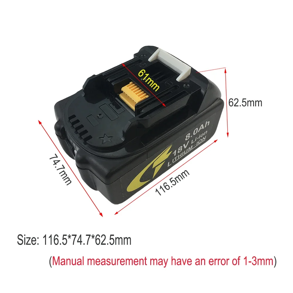 Batterie pour Makita 18V 8,0 Ah, outil électrique à affichage LED, Ion Eddie, modèles compatibles BL1860 BL1830 BL1850 BL1860B