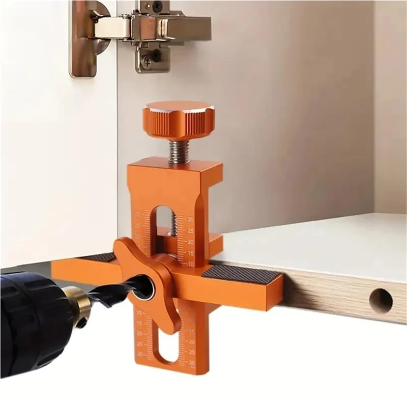 ABNO-Adjustable Cabinet Door Installation Positioner 10Mm Rebounder Punched Mounting Jig 2 In 1 Quick Closet Door Tool