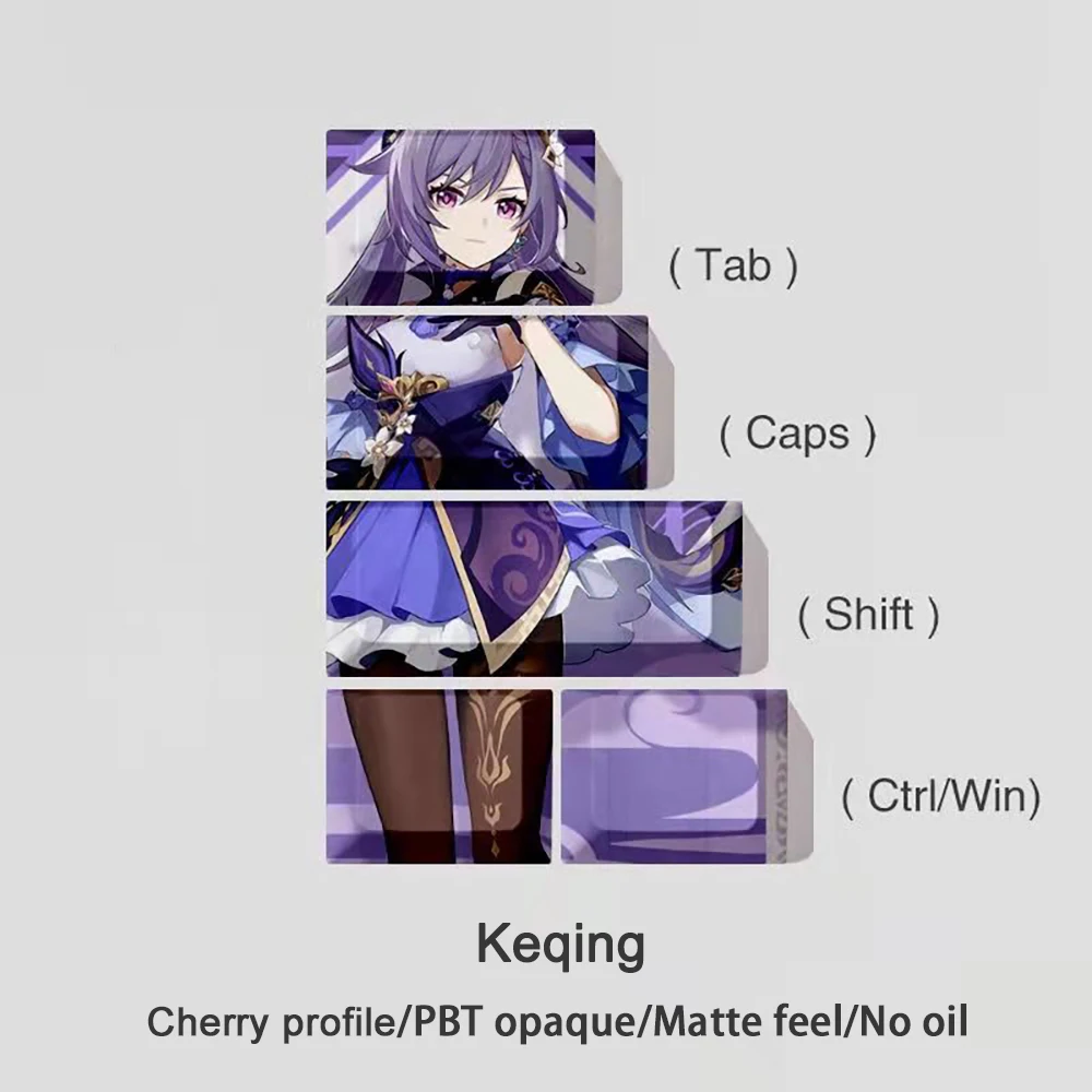 5 Tasten/Set Genshin Impact Key Caps Tab Capslk Shift Ctrl Win Keycaps Kirsch profil Pbt Dye Subbed Anime Cartoon Gaming Keycap