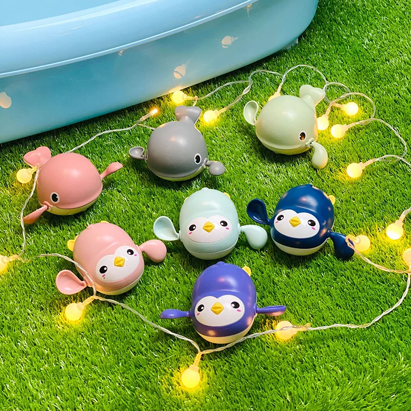 1PCS Cute Cartoon Animal Penguin Classic Baby Water Toy Infant Swim Penguin Wound-up Chain Clockwork Kids Beach Bath Toys