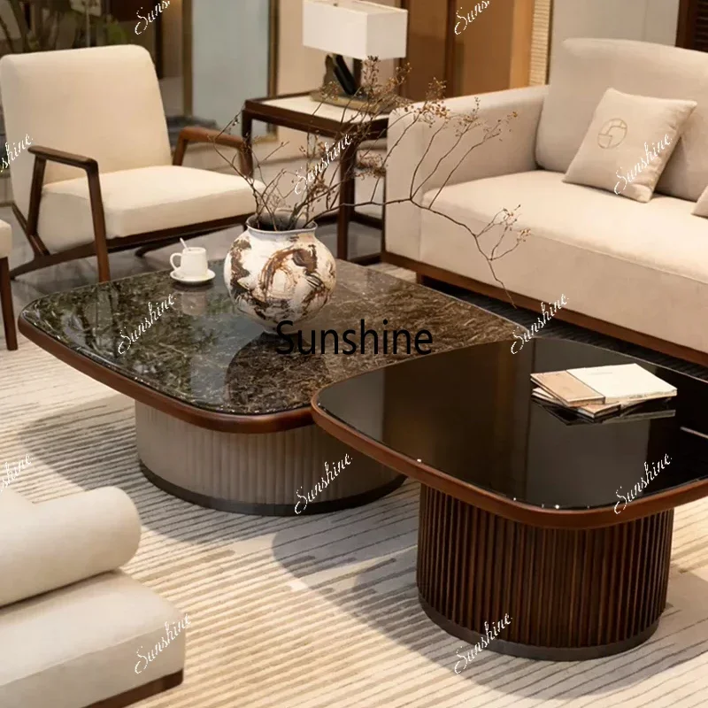 Villa clubhouse square tea table, rounded corner few solid wood sofa coffee tableTJ