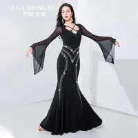 Women Oriental Belly Dance Stage Performance Training Costume Khalegy Shaabi Baladi Saidi Muslim Hairflip 2 piece Set Long Robe