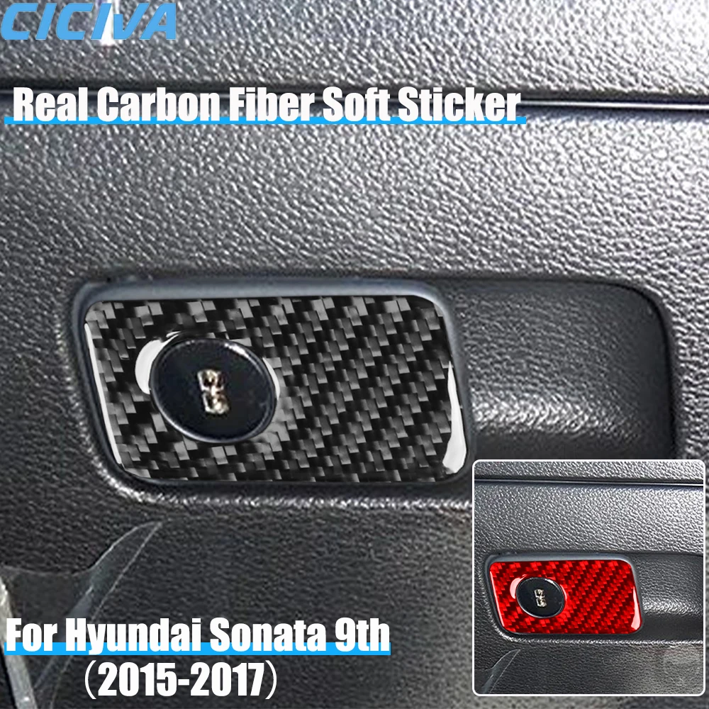 

Real Carbon Fiber Car Accessories Glove Storage Handle Panel Trim Cover Soft Sticker For Hyundai Sonata 9th LF 2015 2016 2017