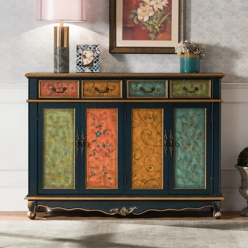 

European-Style Solid Wood Shoe Cabinet Home Entrance Entrance Cabinet Painted Locker