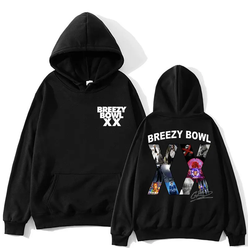 

Rapper Chris Brown Hoodies Breezy Bowl XX Tour Men's Tracksuit Popular Hip Hop Vintage Sweatshirts Oversized Fleece Streetwear